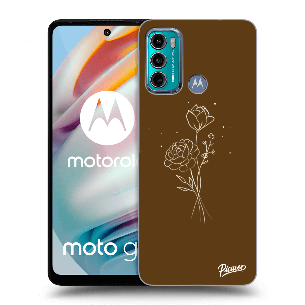 Picasee silikonski črni ovitek za Motorola Moto G60 - Brown flowers