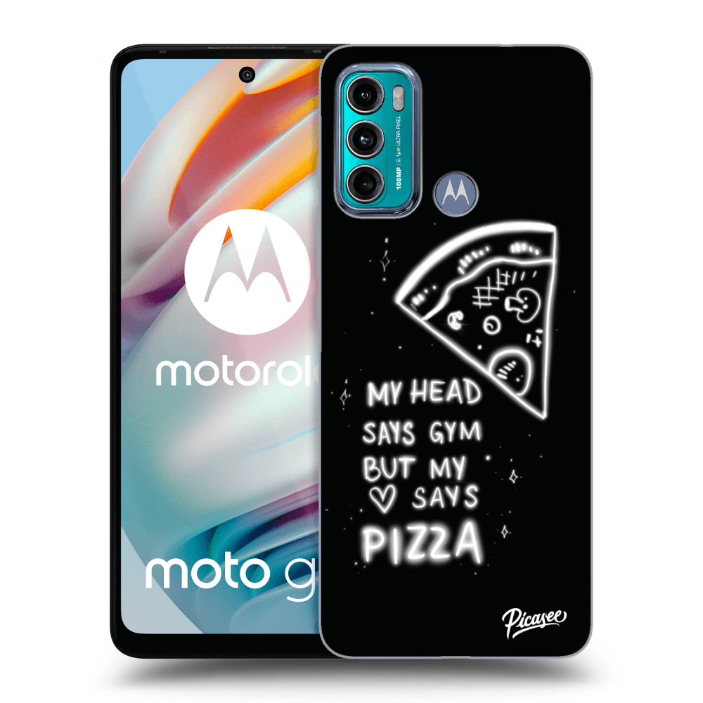 Picasee silikonski črni ovitek za Motorola Moto G60 - Pizza