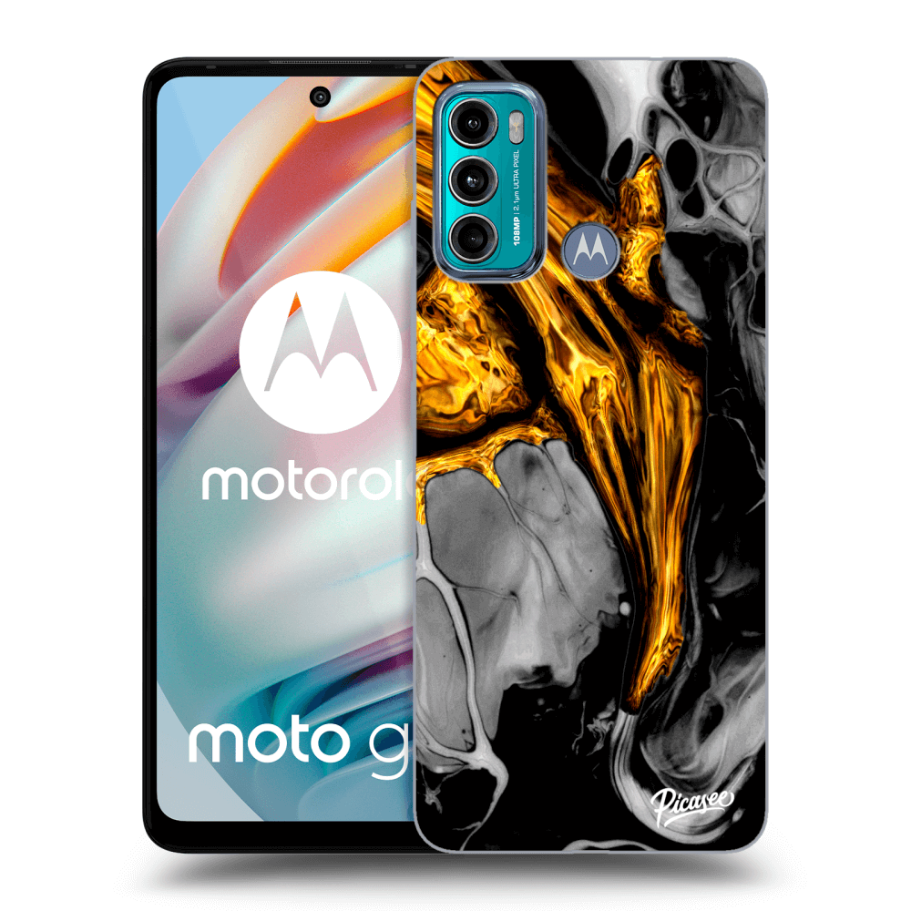 Picasee silikonski črni ovitek za Motorola Moto G60 - Black Gold