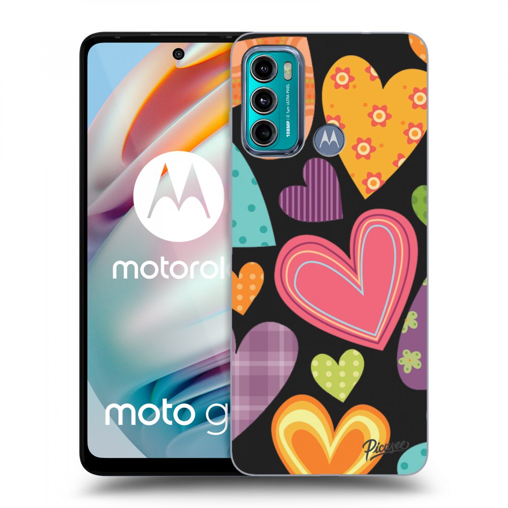 Picasee silikonski črni ovitek za Motorola Moto G60 - Colored heart