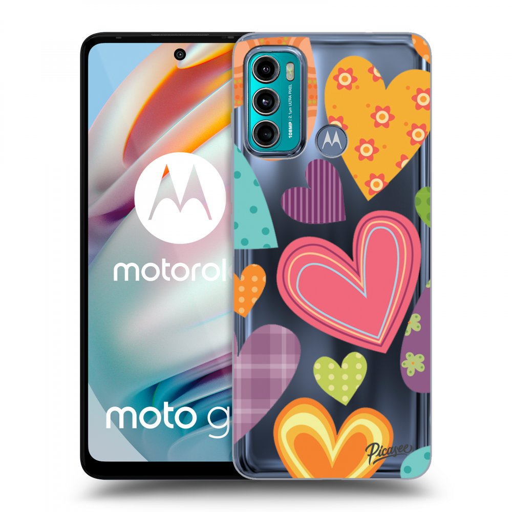 Picasee silikonski prozorni ovitek za Motorola Moto G60 - Colored heart