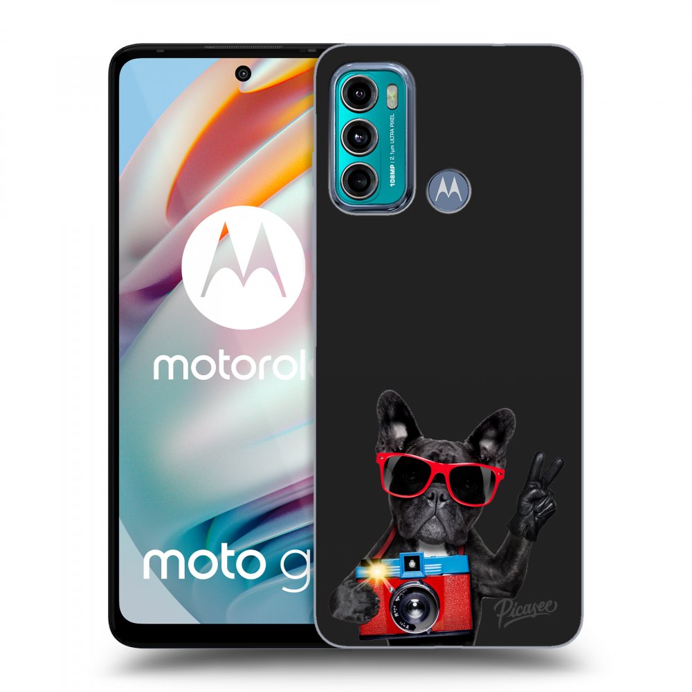 Picasee silikonski črni ovitek za Motorola Moto G60 - French Bulldog