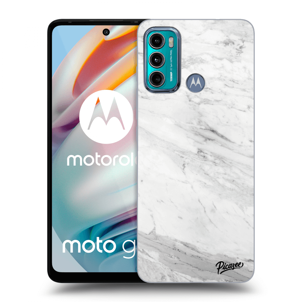 Picasee silikonski črni ovitek za Motorola Moto G60 - White marble