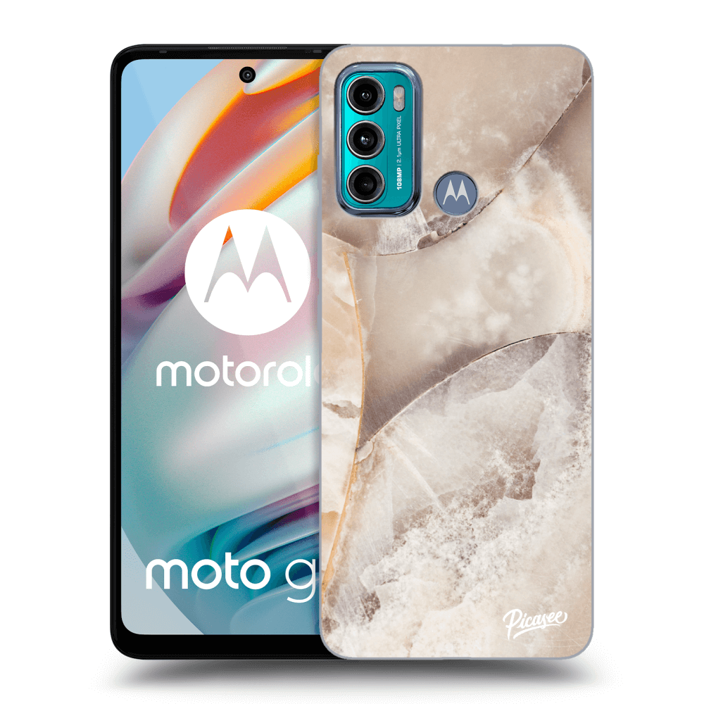 Picasee silikonski črni ovitek za Motorola Moto G60 - Cream marble