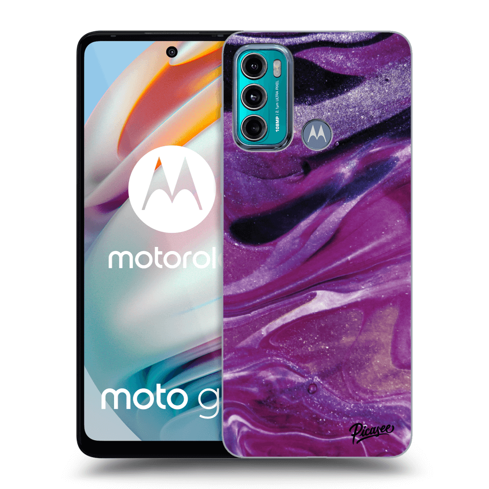 Picasee silikonski črni ovitek za Motorola Moto G60 - Purple glitter