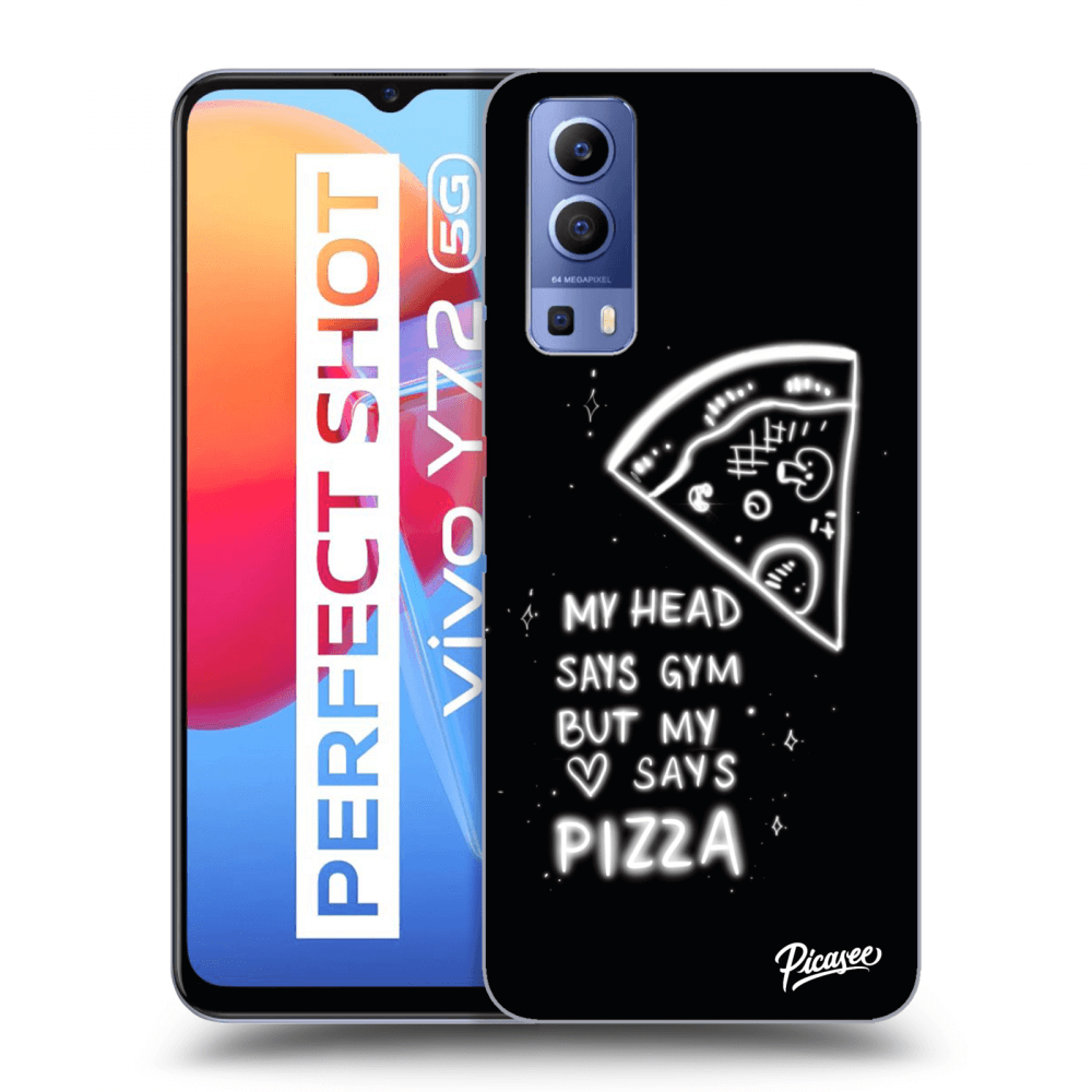 Picasee silikonski črni ovitek za Vivo Y72 5G - Pizza