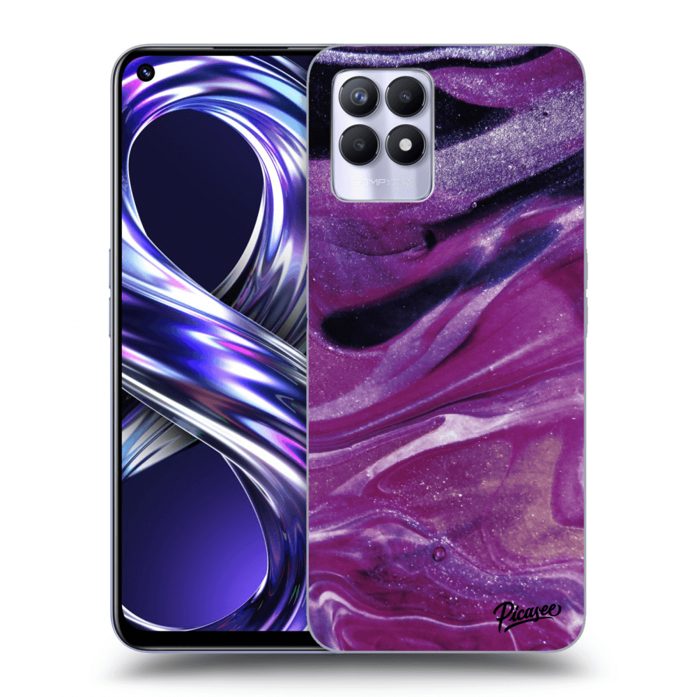 Picasee silikonski črni ovitek za Realme 8i - Purple glitter