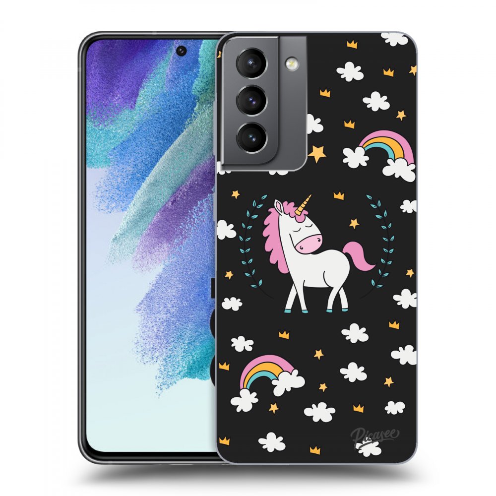 Picasee silikonski črni ovitek za Samsung Galaxy S21 FE 5G - Unicorn star heaven