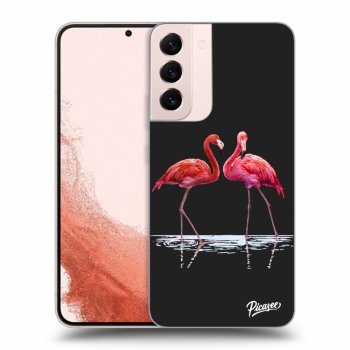 Picasee silikonski črni ovitek za Samsung Galaxy S22+ 5G - Flamingos couple