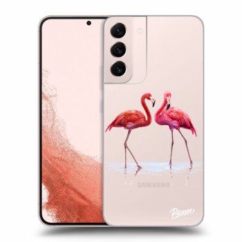Picasee silikonski prozorni ovitek za Samsung Galaxy S22+ 5G - Flamingos couple