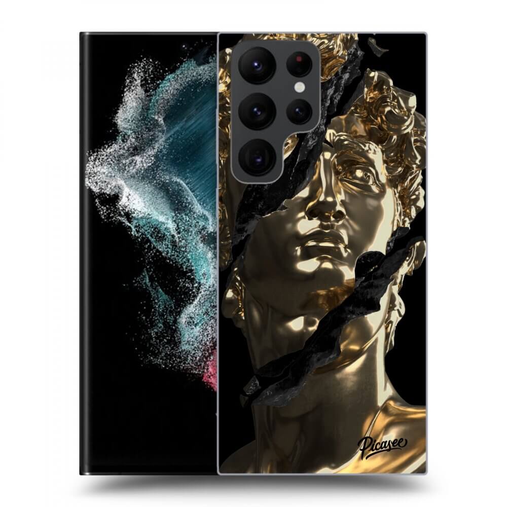 Picasee silikonski črni ovitek za Samsung Galaxy S22 Ultra 5G - Golder