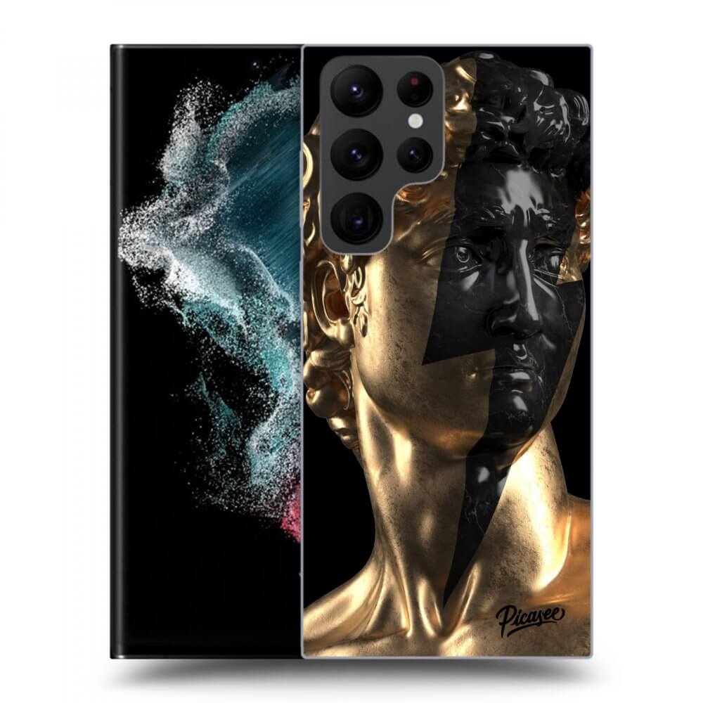 Picasee silikonski črni ovitek za Samsung Galaxy S22 Ultra 5G - Wildfire - Gold