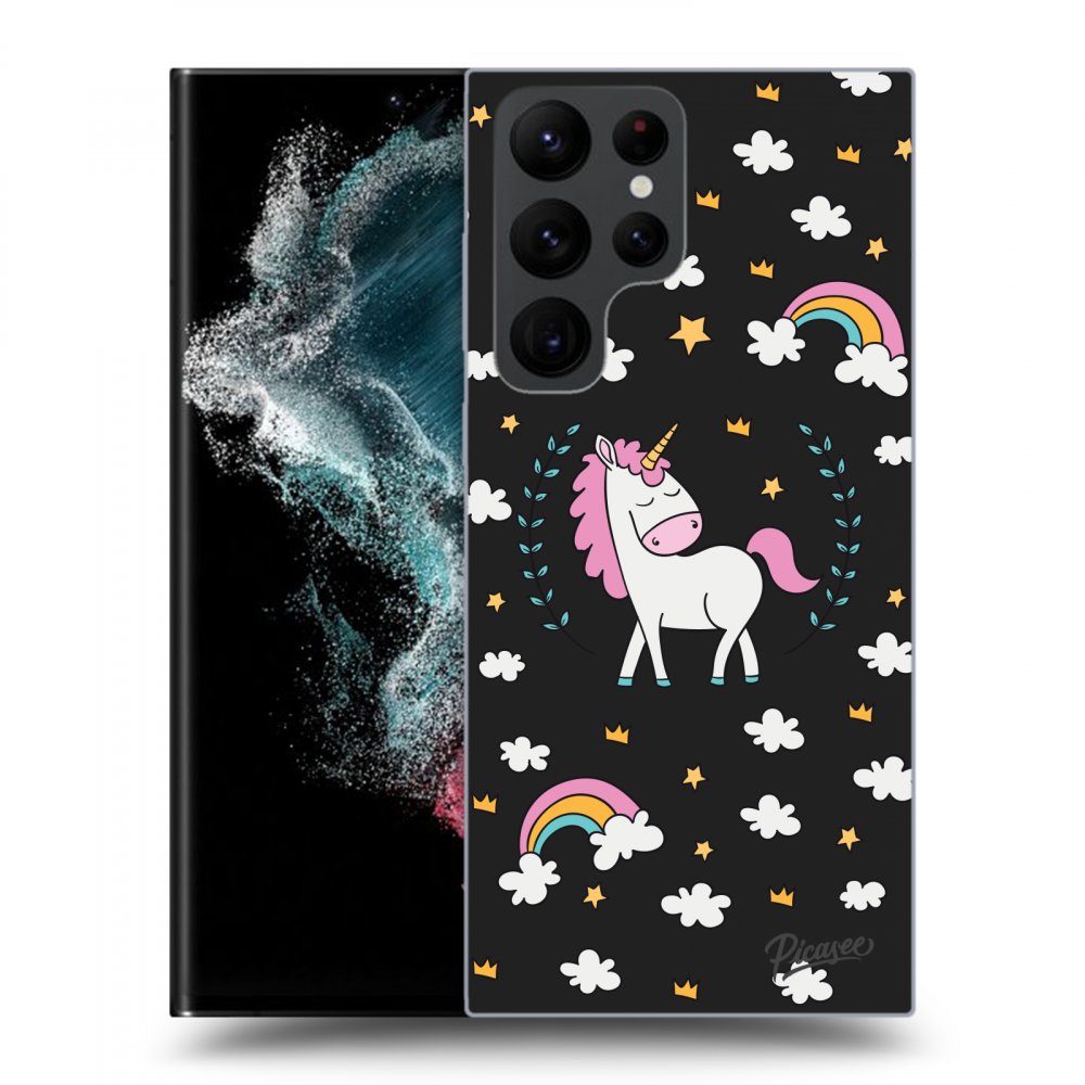 Picasee silikonski črni ovitek za Samsung Galaxy S22 Ultra 5G - Unicorn star heaven