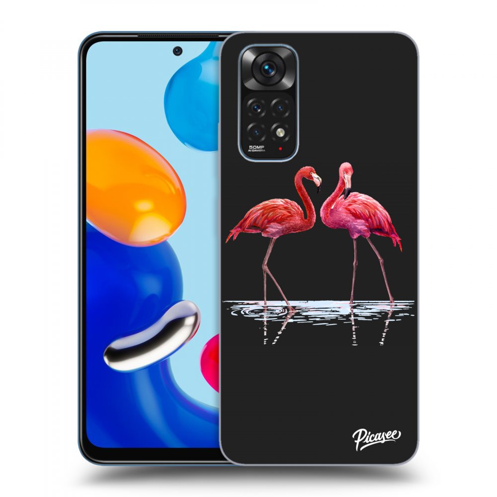 Picasee silikonski črni ovitek za Xiaomi Redmi Note 11 - Flamingos couple