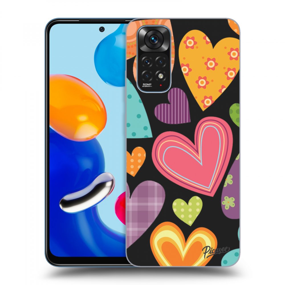Picasee silikonski črni ovitek za Xiaomi Redmi Note 11 - Colored heart