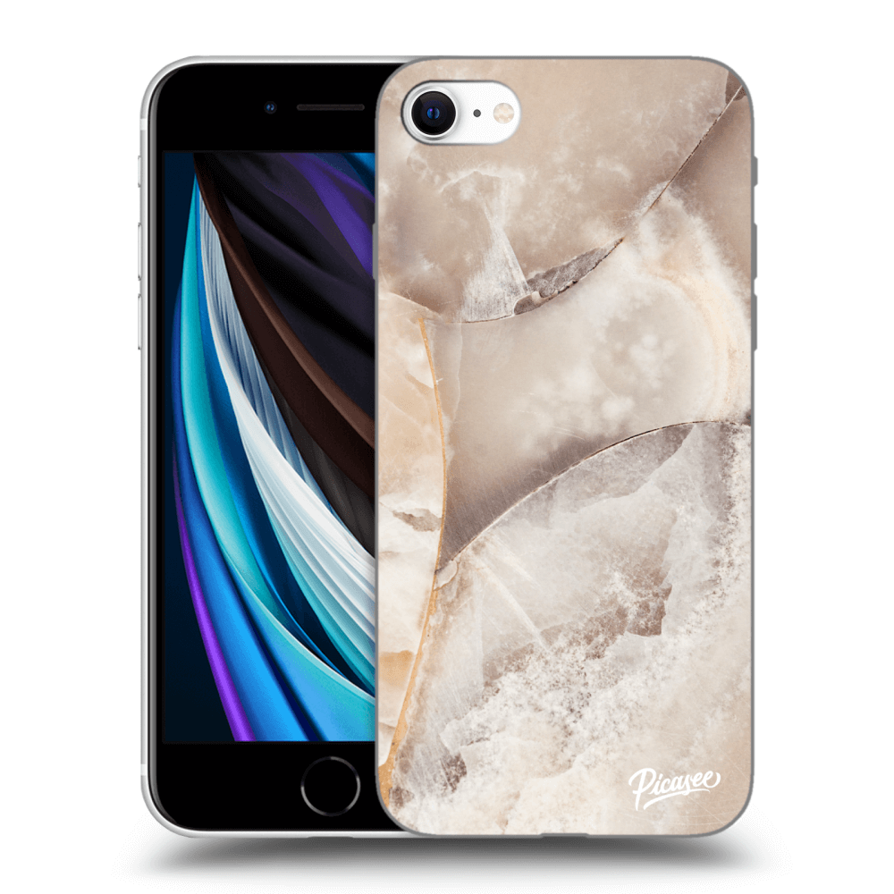 Picasee silikonski črni ovitek za Apple iPhone SE 2022 - Cream marble