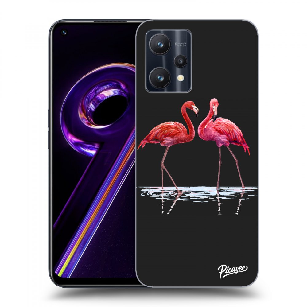 Picasee silikonski črni ovitek za Realme 9 Pro 5G - Flamingos couple