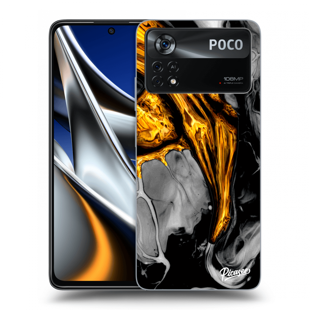 Picasee silikonski prozorni ovitek za Xiaomi Poco X4 Pro 5G - Black Gold