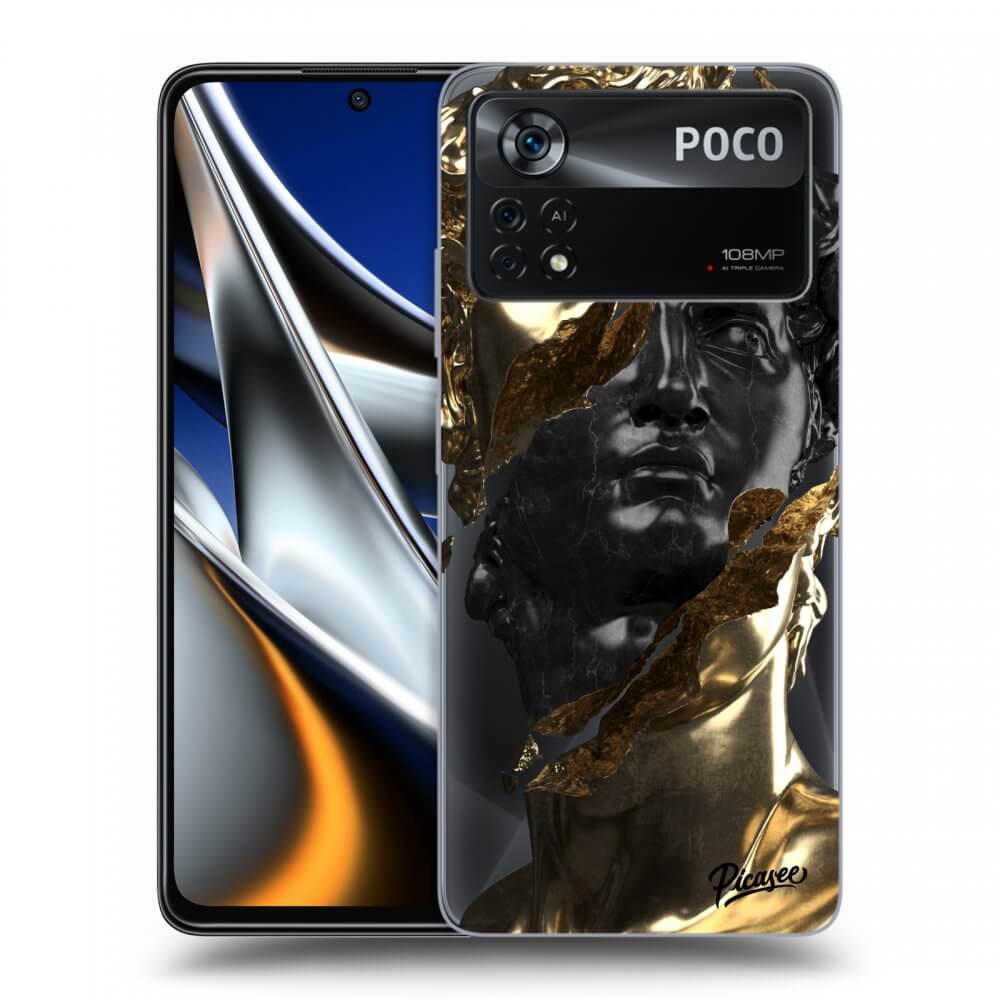 Picasee silikonski prozorni ovitek za Xiaomi Poco X4 Pro 5G - Gold - Black