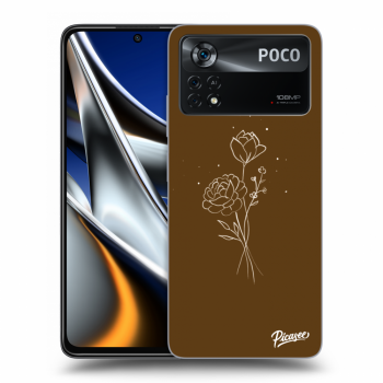 Ovitek za Xiaomi Poco X4 Pro 5G - Brown flowers