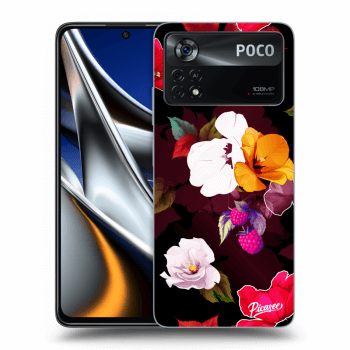 Picasee silikonski prozorni ovitek za Xiaomi Poco X4 Pro 5G - Flowers and Berries