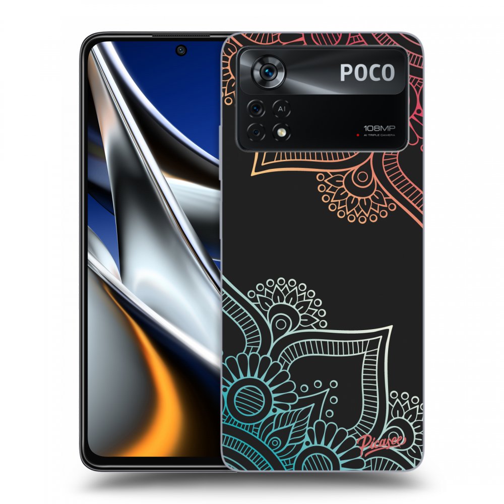 Picasee silikonski črni ovitek za Xiaomi Poco X4 Pro 5G - Flowers pattern