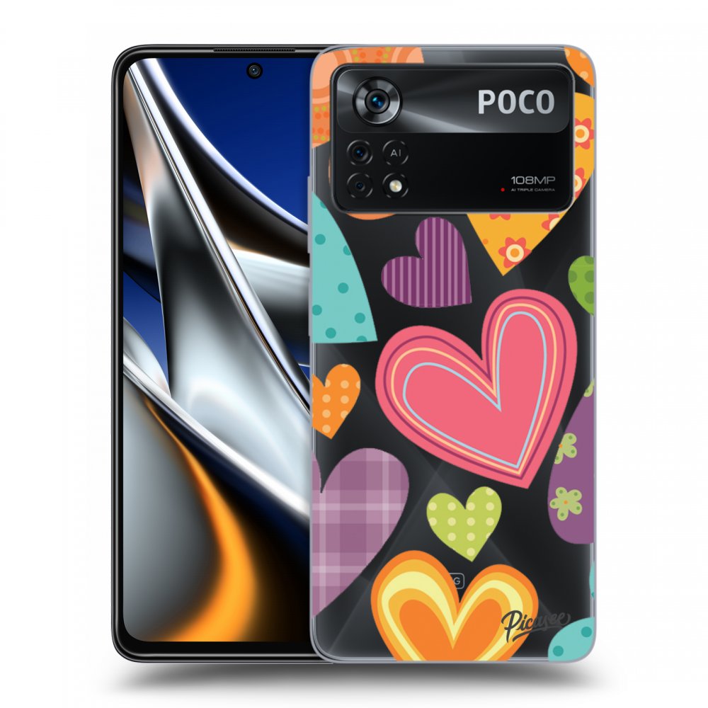 Picasee silikonski prozorni ovitek za Xiaomi Poco X4 Pro 5G - Colored heart