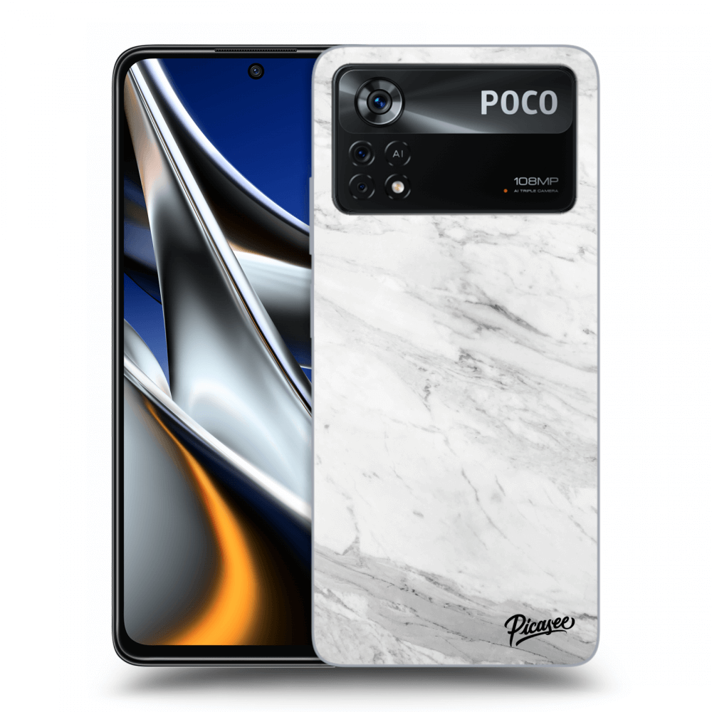 Silikonski črni Ovitek Za Xiaomi Poco X4 Pro 5G - White Marble