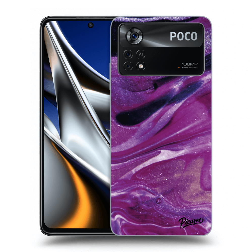 Picasee silikonski črni ovitek za Xiaomi Poco X4 Pro 5G - Purple glitter