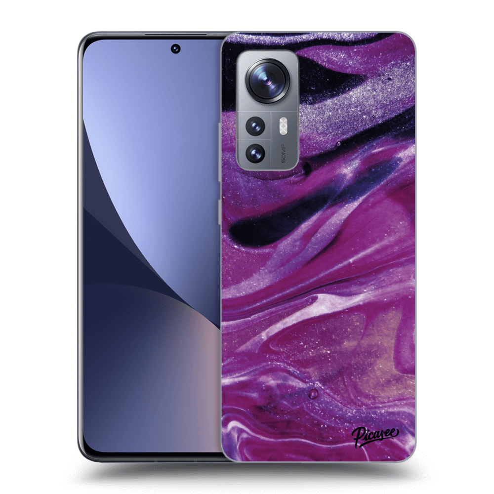 Picasee silikonski črni ovitek za Xiaomi 12 - Purple glitter