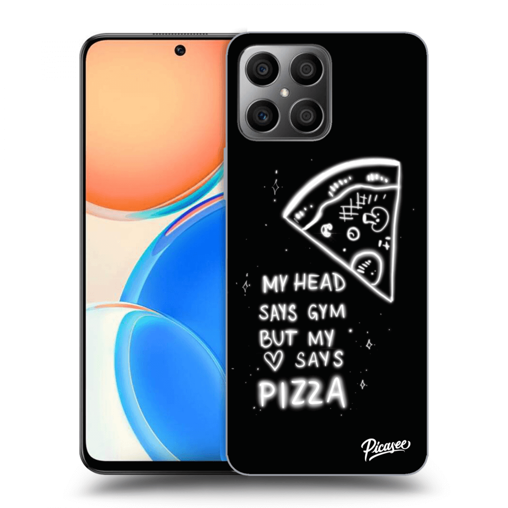 Picasee silikonski črni ovitek za Honor X8 - Pizza