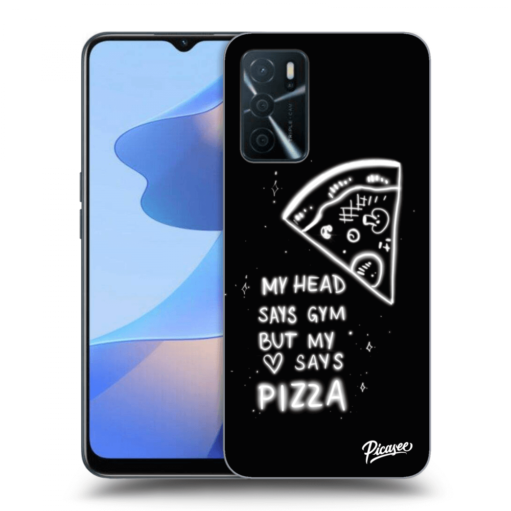 Picasee silikonski črni ovitek za OPPO A16 - Pizza