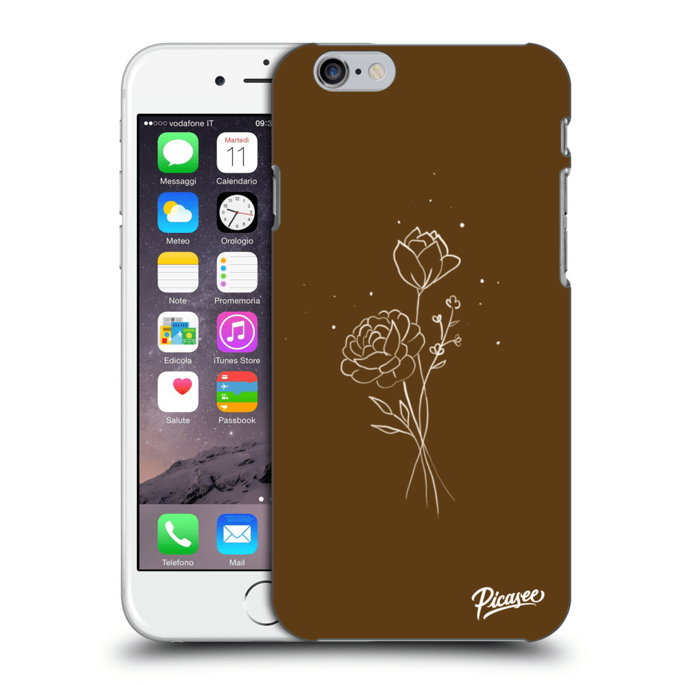 Picasee silikonski črni ovitek za Apple iPhone 6/6S - Brown flowers