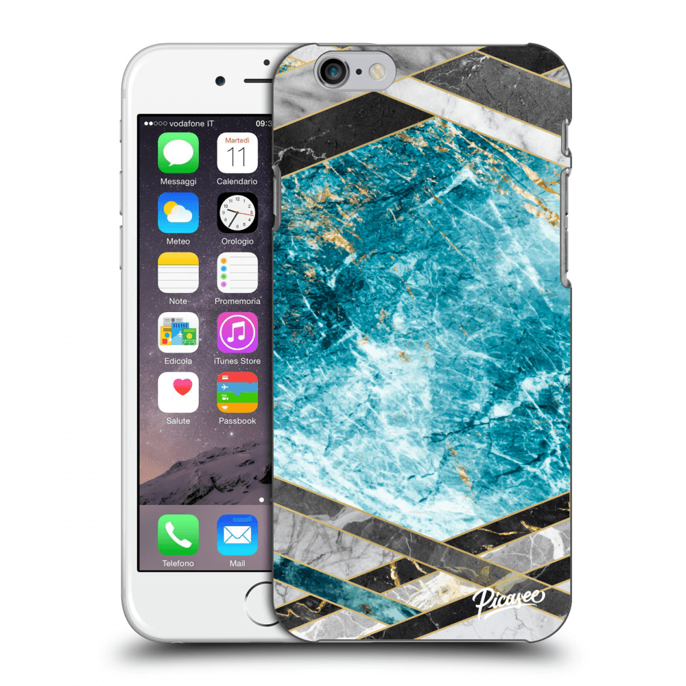 Picasee silikonski črni ovitek za Apple iPhone 6/6S - Blue geometry