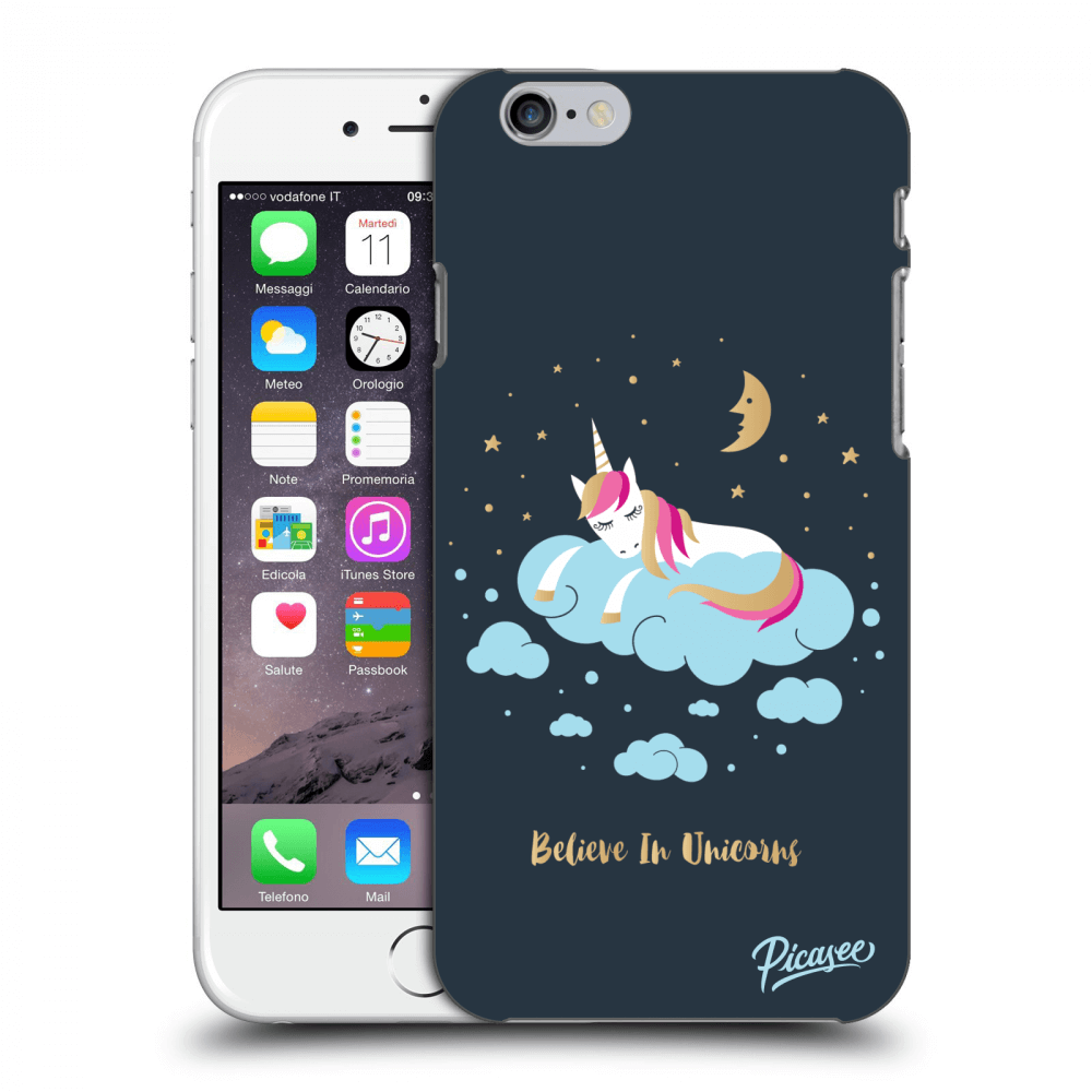 Picasee silikonski črni ovitek za Apple iPhone 6/6S - Believe In Unicorns