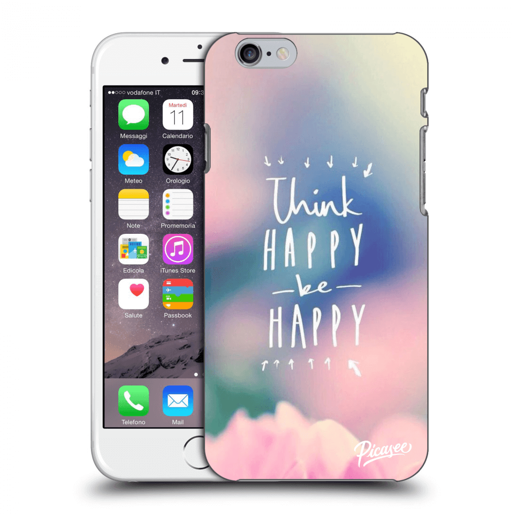 Picasee silikonski črni ovitek za Apple iPhone 6/6S - Think happy be happy