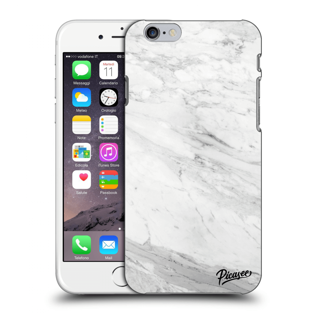 Picasee silikonski črni ovitek za Apple iPhone 6/6S - White marble