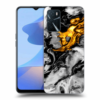 Picasee silikonski črni ovitek za OPPO A16s - Black Gold 2