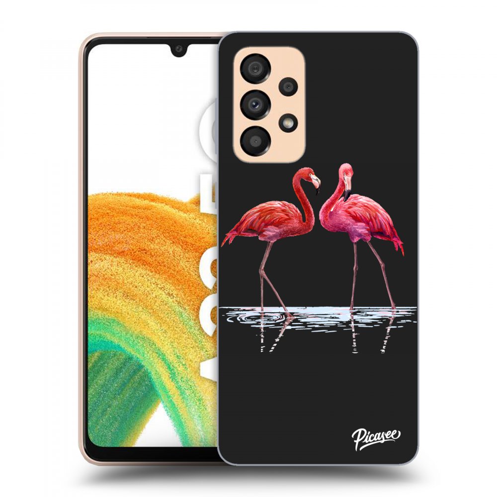 Picasee silikonski črni ovitek za Samsung Galaxy A33 5G A336 - Flamingos couple
