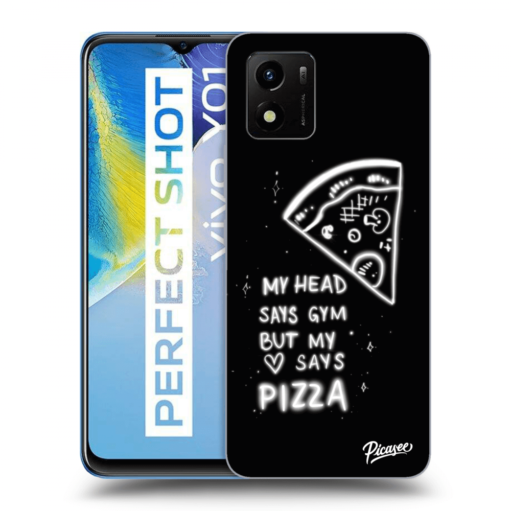 Picasee silikonski črni ovitek za Vivo Y01 - Pizza
