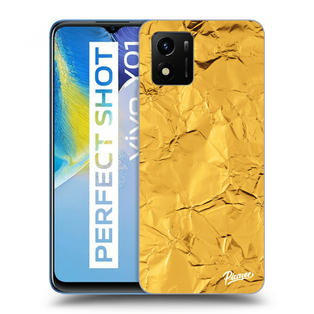 Picasee silikonski prozorni ovitek za Vivo Y01 - Gold