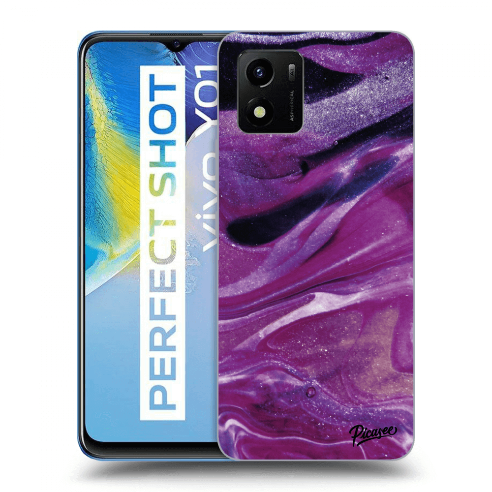Picasee silikonski prozorni ovitek za Vivo Y01 - Purple glitter