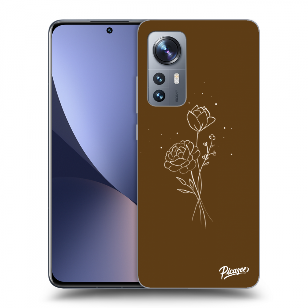 Picasee silikonski črni ovitek za Xiaomi 12X - Brown flowers