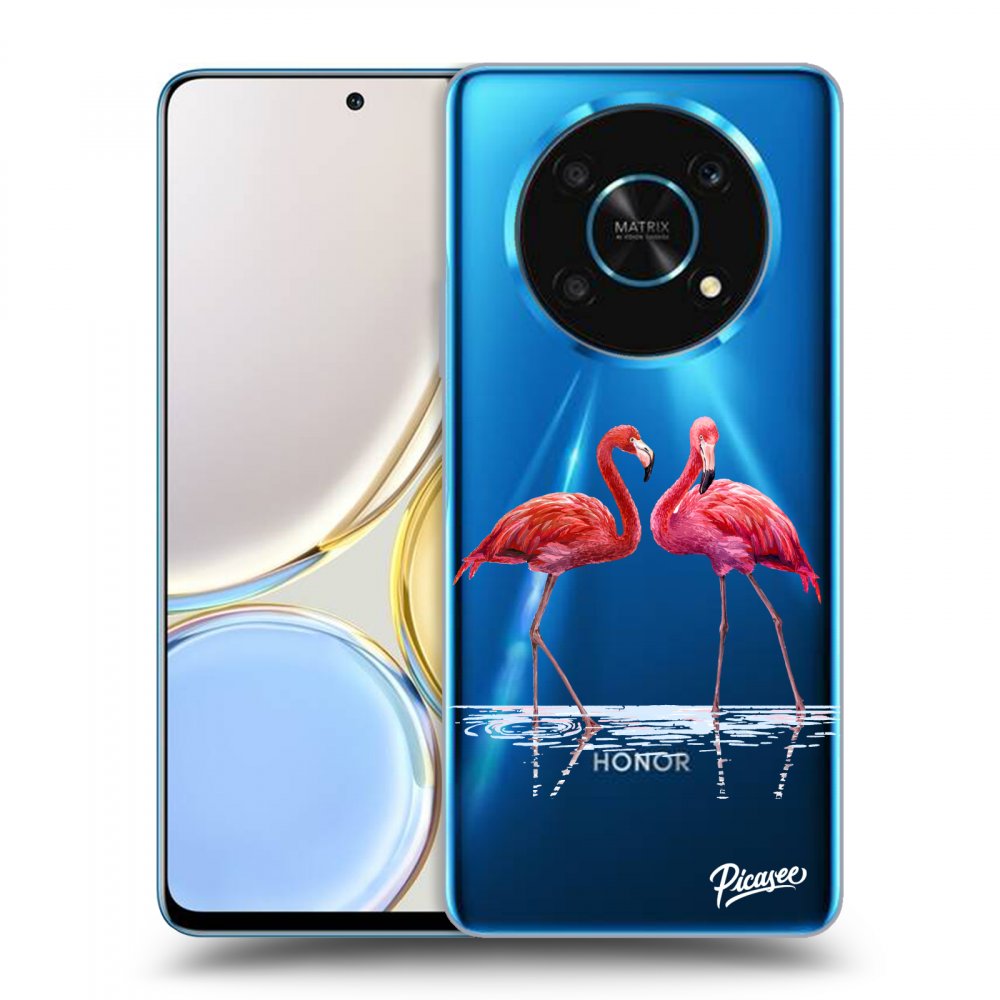 Picasee silikonski prozorni ovitek za Honor Magic4 Lite 5G - Flamingos couple