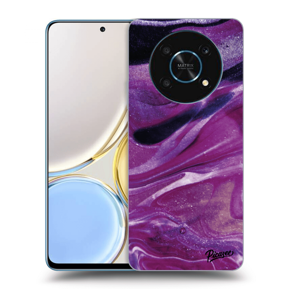 Picasee silikonski črni ovitek za Honor Magic4 Lite 5G - Purple glitter