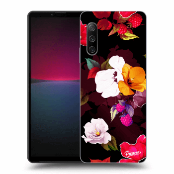 Picasee silikonski črni ovitek za Sony Xperia 10 IV 5G - Flowers and Berries