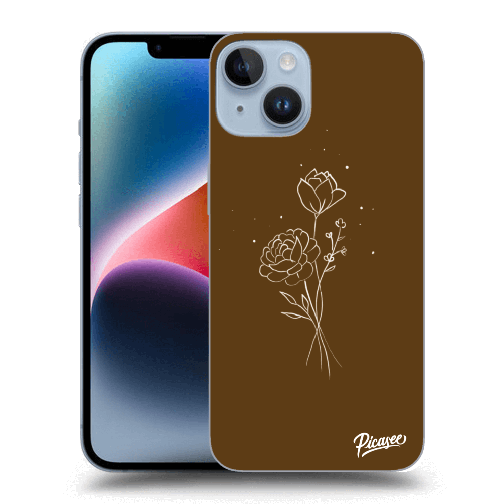 Picasee silikonski prozorni ovitek za Apple iPhone 14 - Brown flowers