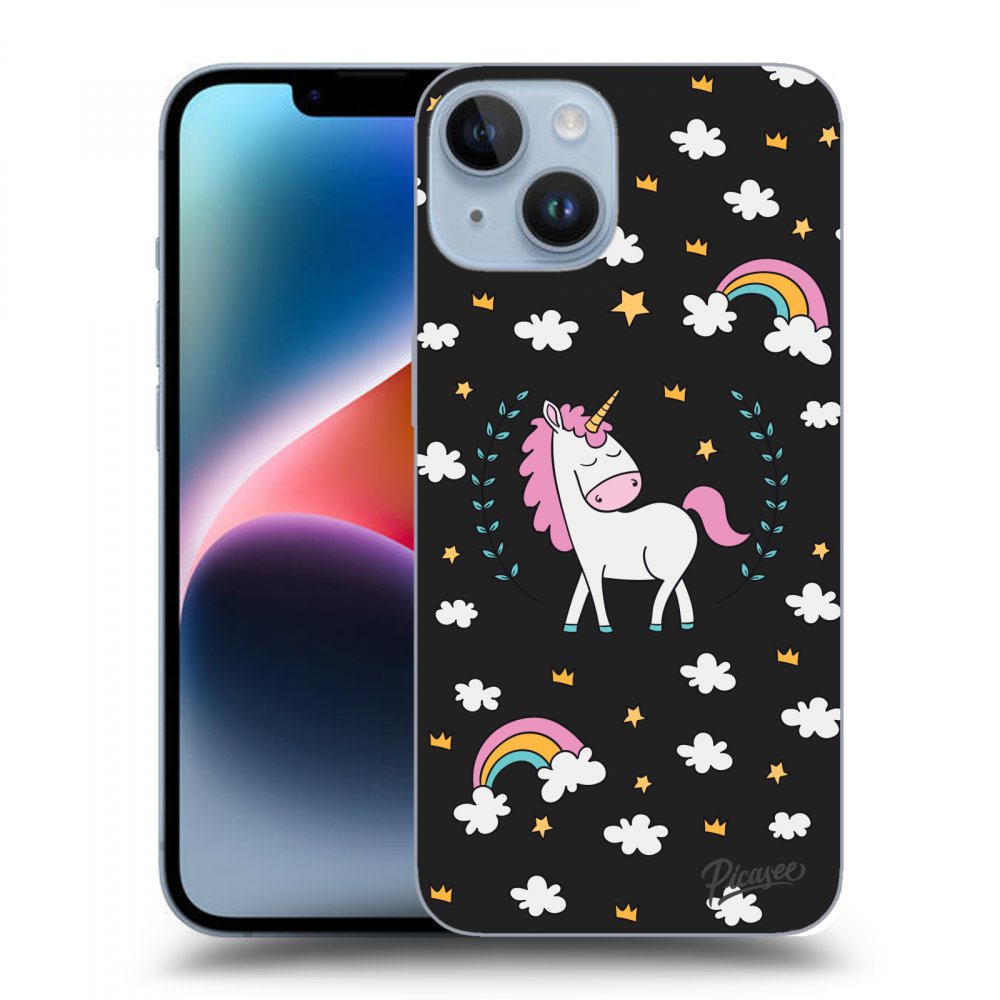 Picasee silikonski črni ovitek za Apple iPhone 14 - Unicorn star heaven