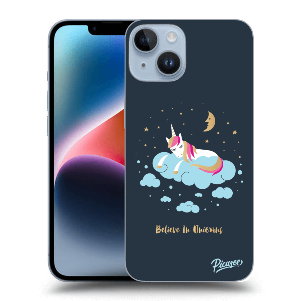 Picasee silikonski črni ovitek za Apple iPhone 14 - Believe In Unicorns
