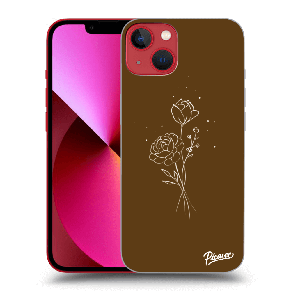 Picasee silikonski prozorni ovitek za Apple iPhone 14 Plus - Brown flowers
